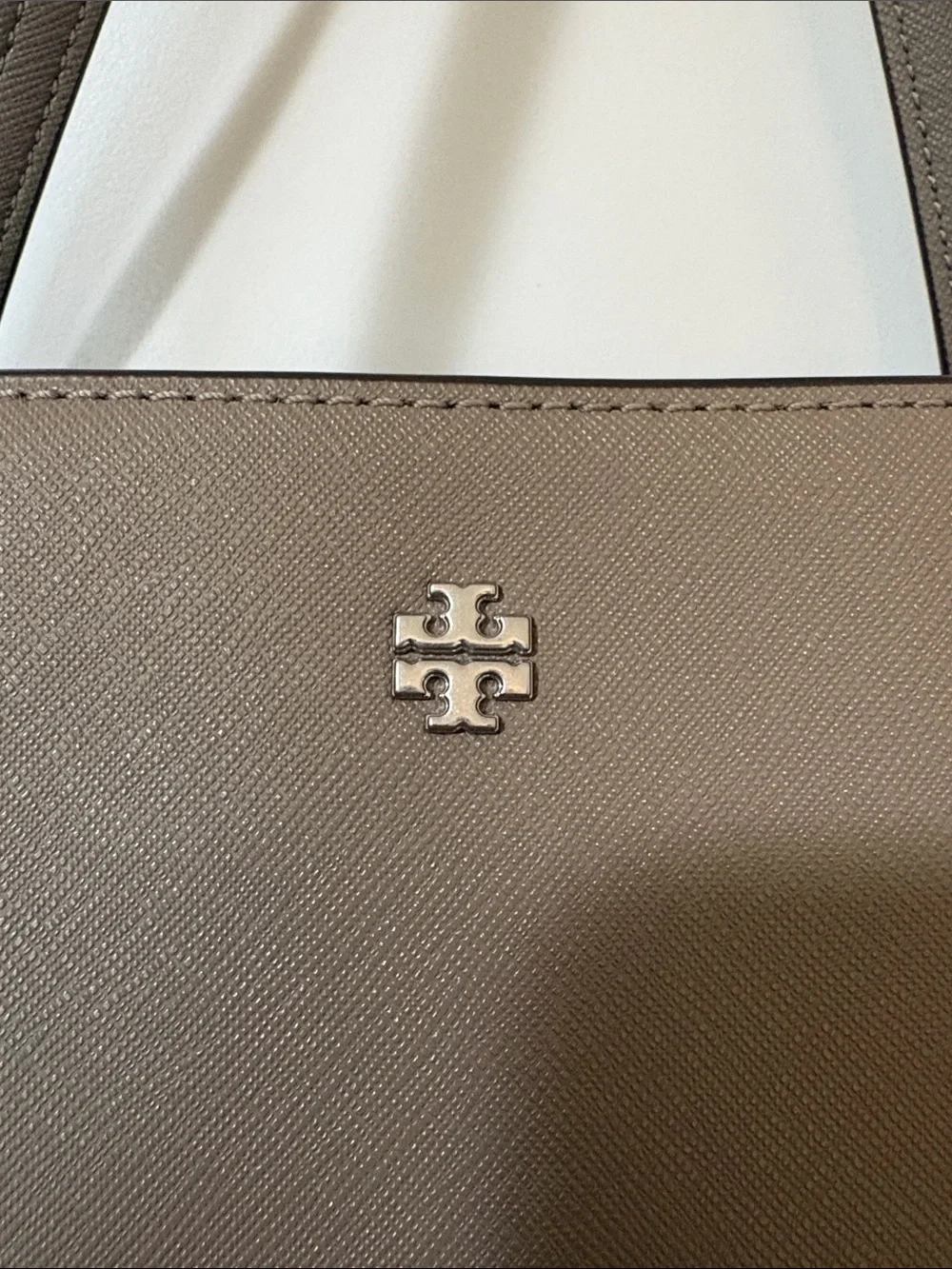Tory Burch Taupe Saffiano Leather Tote